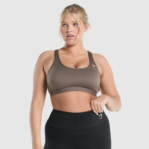 Brown Gymshark Scoop Neck Sports Bra - Size S